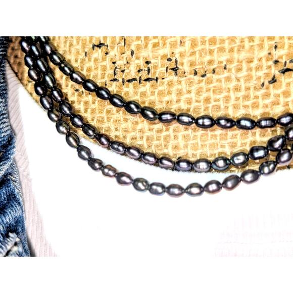 VTG Tahitian South Sea Baroque Pearl Triple Strand 925 Sterling Clasp Necklace - Picture 11 of 11